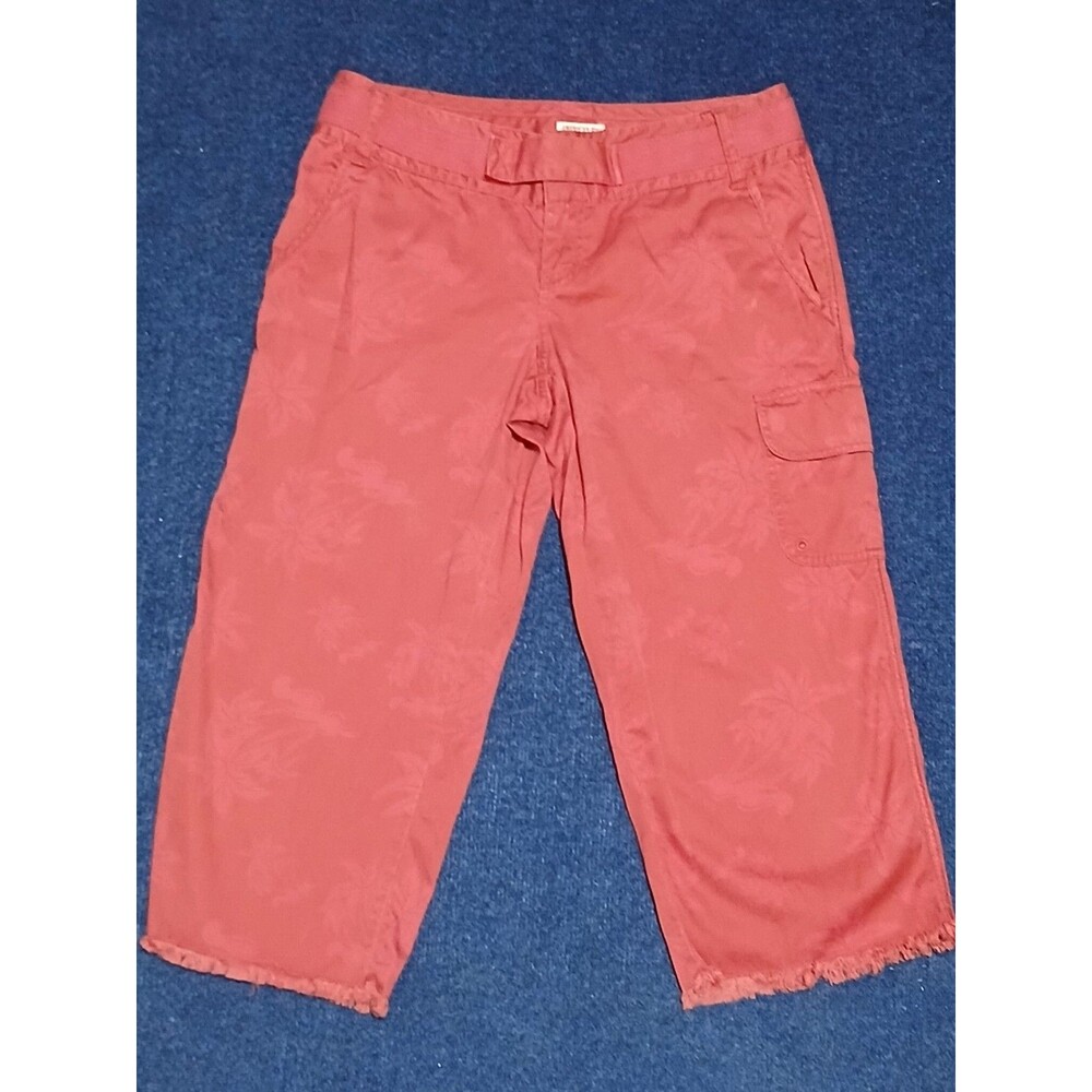 American Rag Coral Capri Pants Side Utility Pocket w/ Palm Tree Pattern 7